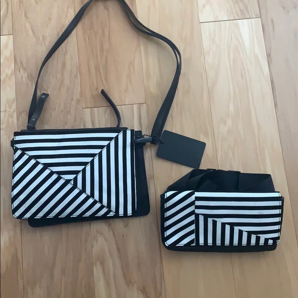 Crossbody stripe and stripe fanny pack